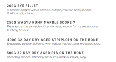 hepburns steakhouse menu