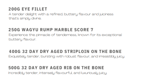 hepburns steakhouse menu